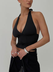 Whimsy Halter Top Black Petite