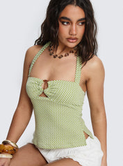 Zaelis Ring Detail Halter Top Green