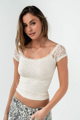 Celia Lace Top in Cream - FINAL SALE