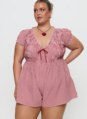Wescott Gingham Playsuit Red / White Curve