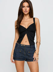 Catch Me Now Denim Shorts Dark Blue Wash