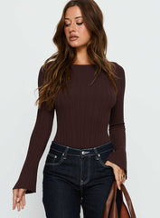 Mayok Long Sleeve Bodysuit Brown
