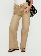 Fawcett High Rise Straight Leg Jeans Tan