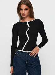 Bring Me Closer Button Up Long Sleeve Top Black / White