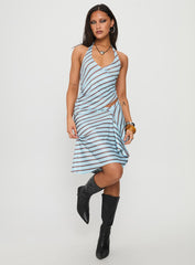 Esmeray Midi Skirt Blue Stripe