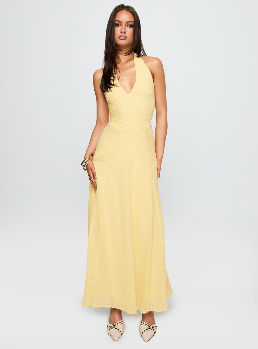 Summer State Halter Maxi Dress Yellow