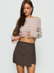 Adelyne Tweed Mini Skirt Brown