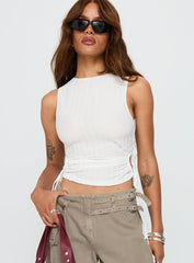 Kaelis Tie Side Top White