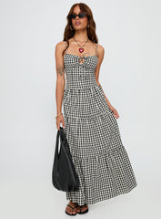Avaleine Tiered Maxi Dress Black / White Check