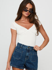 Loveydove Short Sleeve Bodysuit White