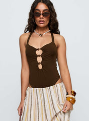 Silverwing Cut Out Bodysuit Chocolate