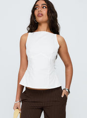 Inner Glow Open Back Top White