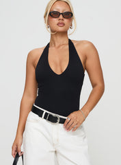 Someone New Halter Bodysuit Black Tall