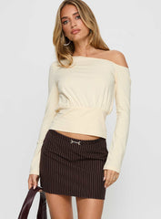 Yellena Buckle Mini Skirt Brown Pinstripe