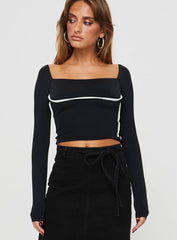 Maidenwell Contrast Long Sleeve Top Black