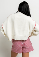 Usa Oversized Sweater In Off White - Final Sale