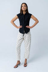 Remi Pleated Button Up In Black - Final Sale
