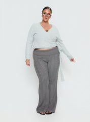 Baleigh Cable Knit Foldover Pants Grey Curve