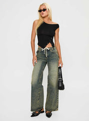 Mellowed Out Low Rise Straight Leg Jeans Antique Wash