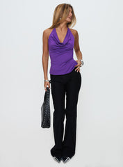 Charls Cowl Neck Backless Top Purple