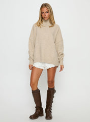 Patrizia Funnel Neck Knit Sweater Beige