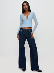 This Fate Long Sleeve Ring Detail Top Blue