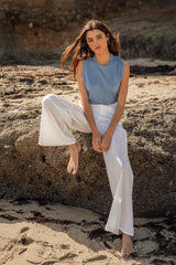 Drea Nylon Pants In White - Final Sale