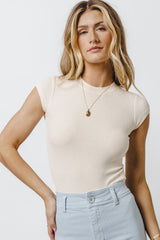 Holly Ribbed Bodysuit In Cream - Final Sale