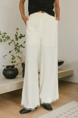 Katniss Embroidered Pants in Cream - FINAL SALE