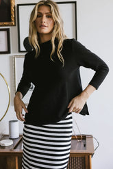Textured Mock Neck Top in Black - FINAL SALE