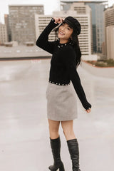 Pearl Embellished Sweater In Black - Final Sale