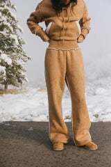 Mattie Faux Shearling Pants In Camel - Final Sale
