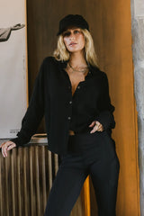 Finley Button Up In Black - Final Sale
