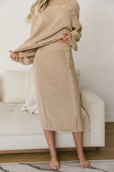 Lilly Cable Knit Skirt in Cream - FINAL SALE