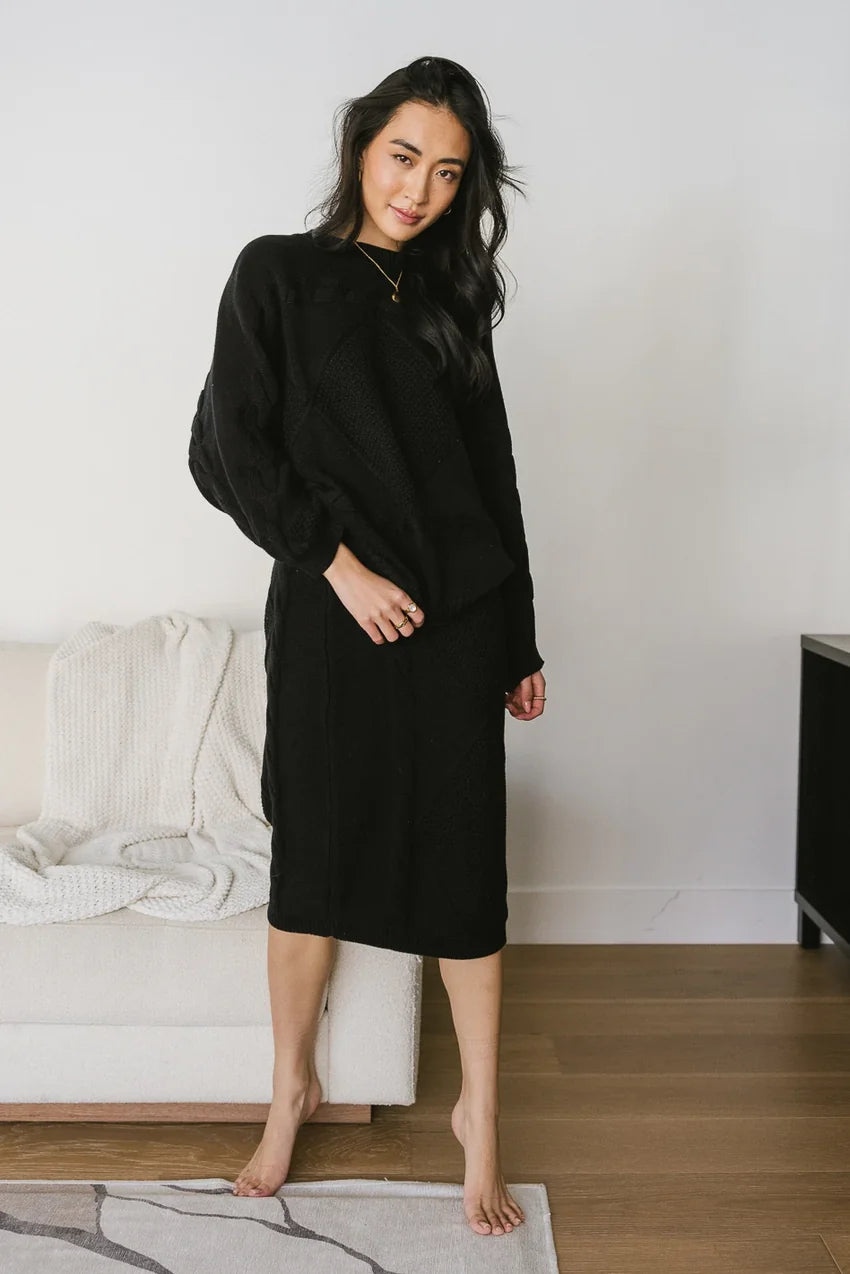 Lilly Cable Knit Skirt in Black - FINAL SALE