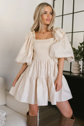 Litzy Mini Dress in Beige - FINAL SALE