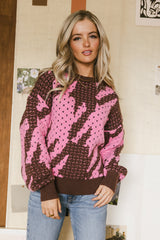 Felicity Abstract Sweater In Pink - Final Sale