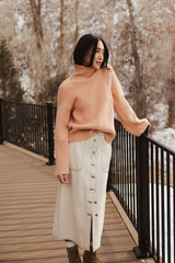 Paige Mock Neck Sweater In Orange - Final Sale