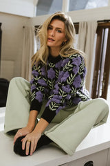 Mattie Faux Shearling Pants In Sage - Final Sale