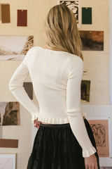Rachel Ribbed Top In Cream - Final Sale