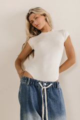 Holly Ribbed Bodysuit In Cream - Final Sale