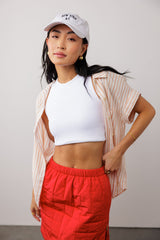 Marie Striped Button Up In Orange - Final Sale