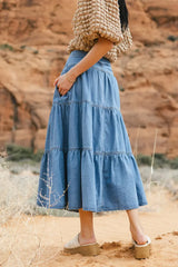 Joannie Tiered Denim Skirt - Final Sale