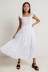 Maxton Midi Dress In White - Final Sale