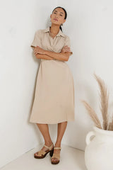 Bennett Collared Dress In Taupe - Final Sale