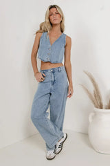 Georgia Wide Leg Jeans In Light Wash - Final Sale