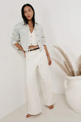 Georgia Wide Leg Jeans In Cream - Final Sale