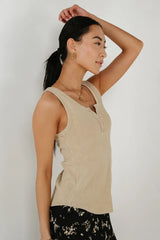 Emmett Ribbed Tank In Beige - Final Sale