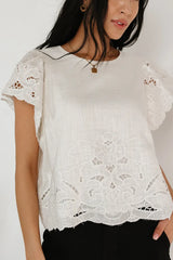 Myra Embroidered Blouse In Ivory - Final Sale