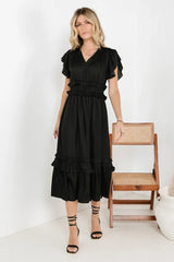 Willa Ruffle Dress In Black - Final Sale